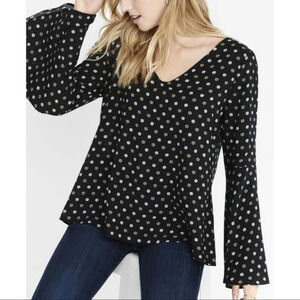 Express long sleeve black floral blouse size small